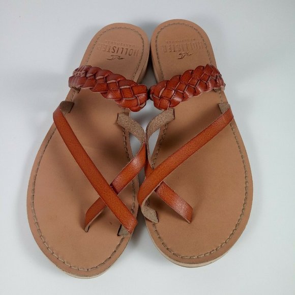 📢2/$20 Hollister Braided Strap Sandals Sz 6 Brown - Picture 13 of 15